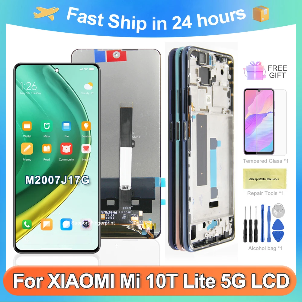 

Оригинальный ЖК-дисплей Mi 10T Lite 5G 6,67 дюйма для Xiaomi Mi 10T Lite 5G M2007J17G, сменный сенсорный экран с цифровым преобразователем в сборе