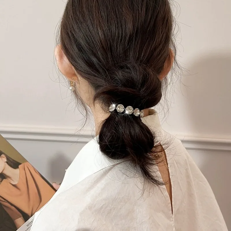 6 шт. элегантная жемчужная Хрустальная резинка для волос эластичные повязки