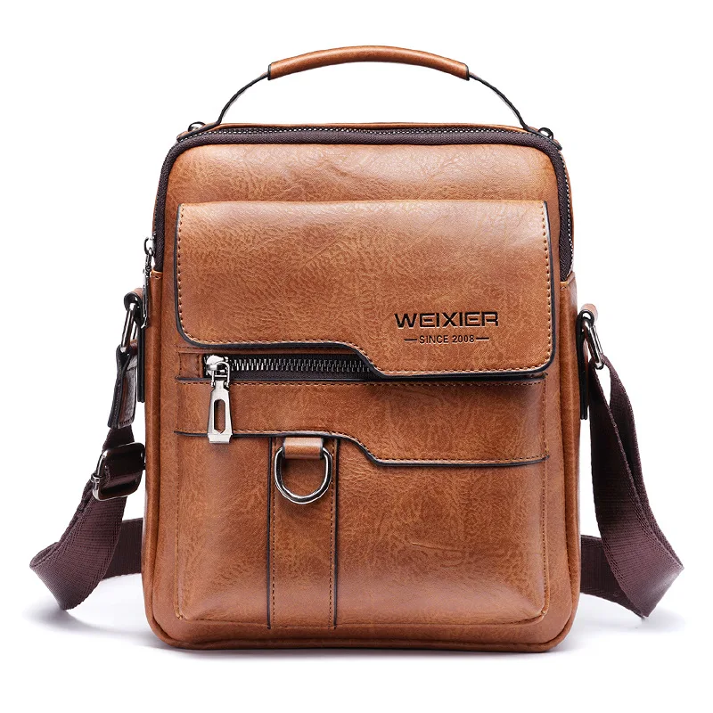

WEIXIER Men's Crossbody Bag Men Shoulder Bag Zippers Handbags Large Capacity Artificial Leather Bag For Male Messenger Tote Bags