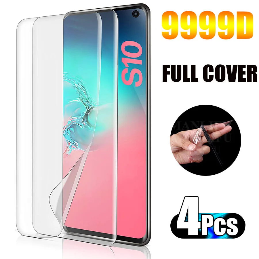 

4PCS Hydrogel Film for Samsung Galaxy S10+ S9+ Note 10 Plus Full Cover Case Friendly Flexible Anti-Scratch TPU Screen Protector