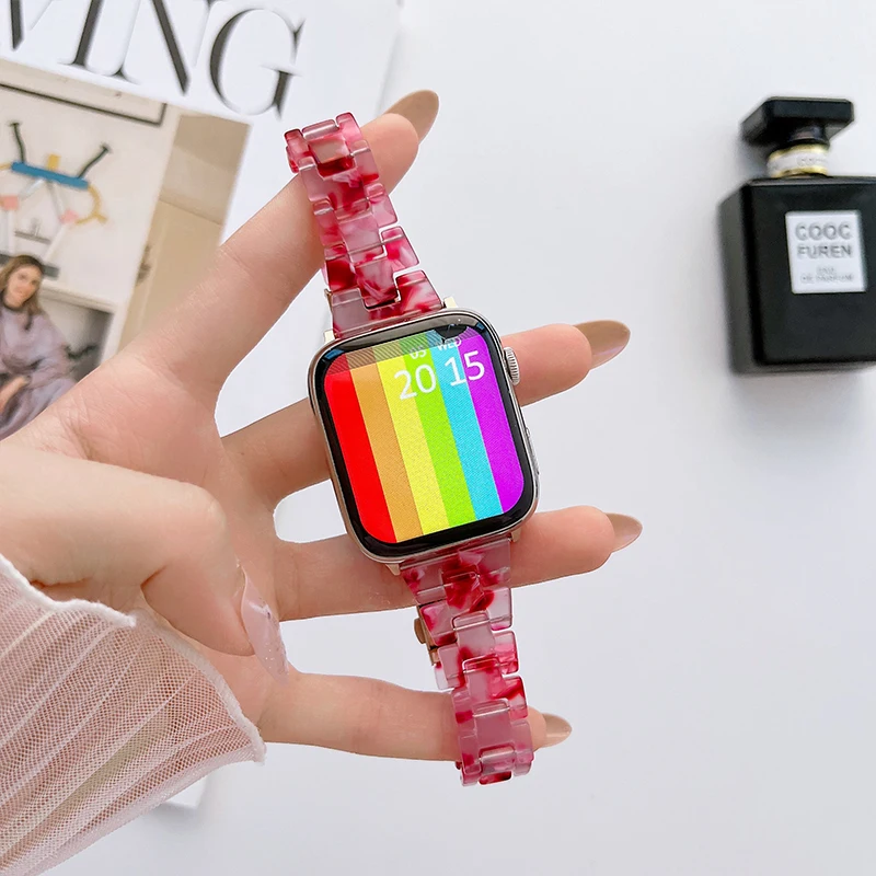 Resin Watch strap for apple watch 6 5 4 band 42mm 38mm correa belt wrist for iwatch 6 series 5 4 3/2 bracelet 44mm 40mm woman