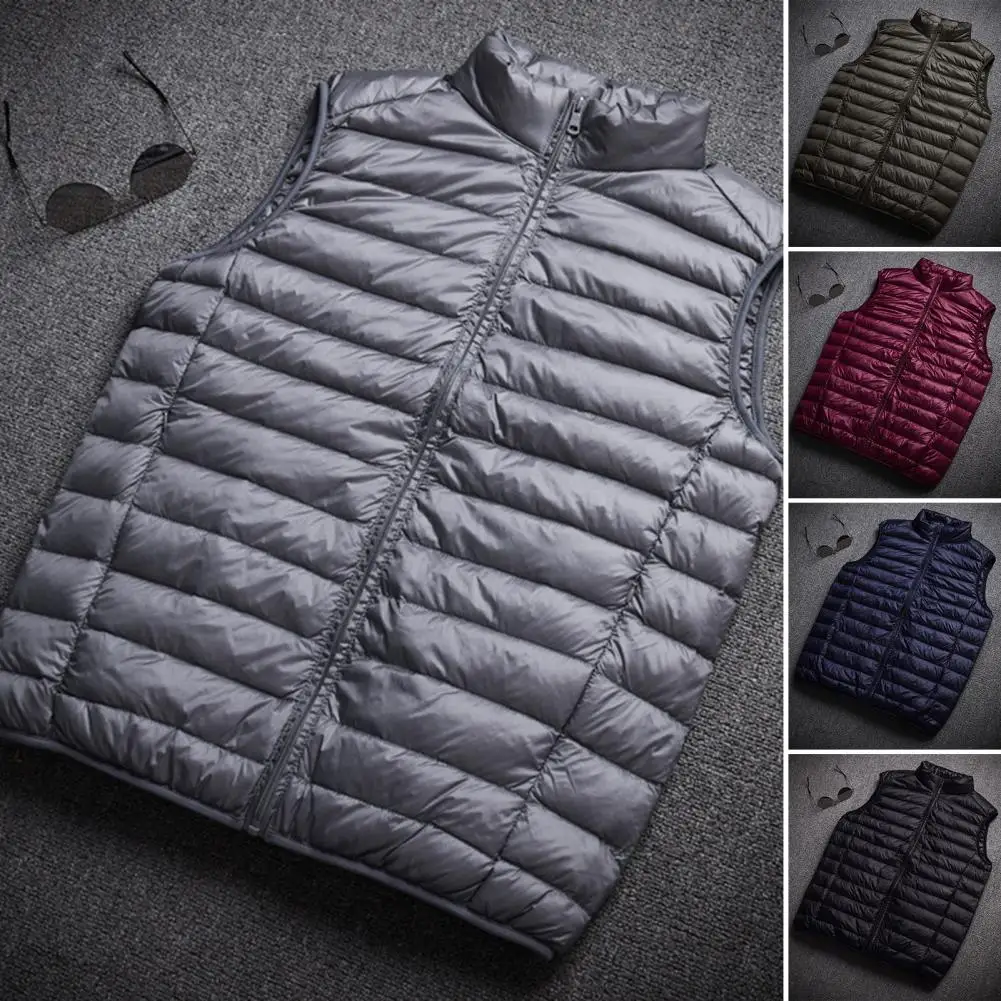 Down Vest Stylish Mid Length Padded Pure Color Winter Down Vest for Daily Wear  Winter Waistcoat  Down Waistcoat