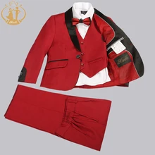 Nimble Spring Autumn Formal Suits for Boys Kids Wedding Blazer 3Pcs/Set Children Wholesale Clothing 3 Colors Red Black and Blue