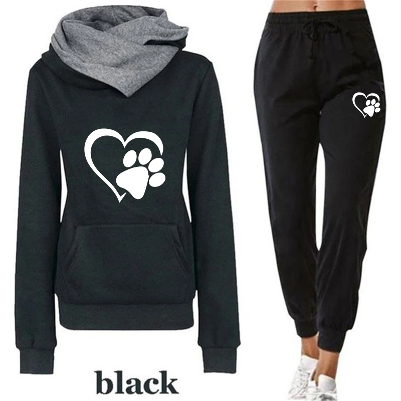 

Fashion Women 2 Pieces Set Striped Patchwork Sports Sweatshirts Pullover Sweatpants Casual Tracksuit Streetwear Female Outfits