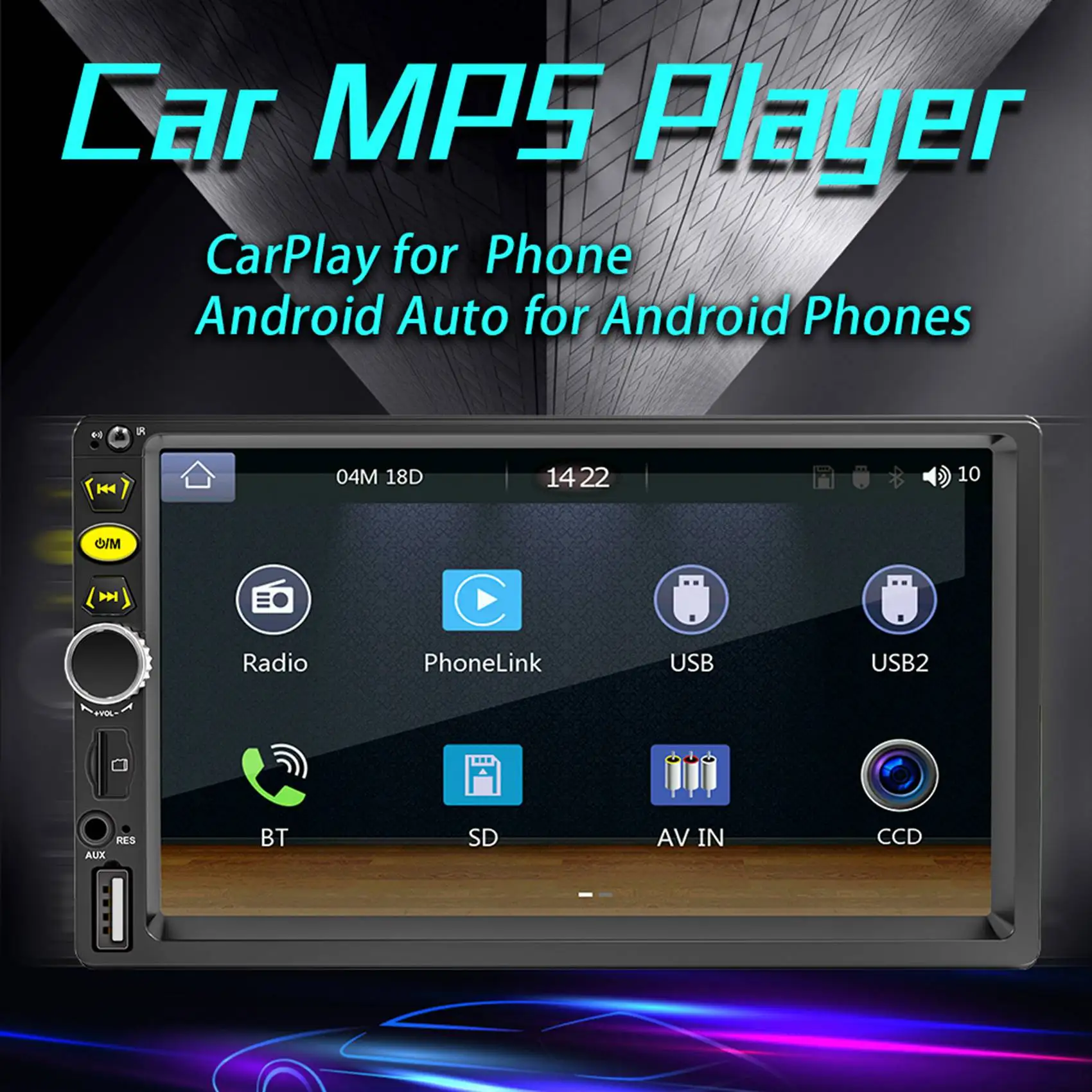

2 Din 7 Inch Touch Screen Car Radio Car Stereo MP5 Player with CarPlay Android Auto Bluetooth AUX USB TF FM Car Player B