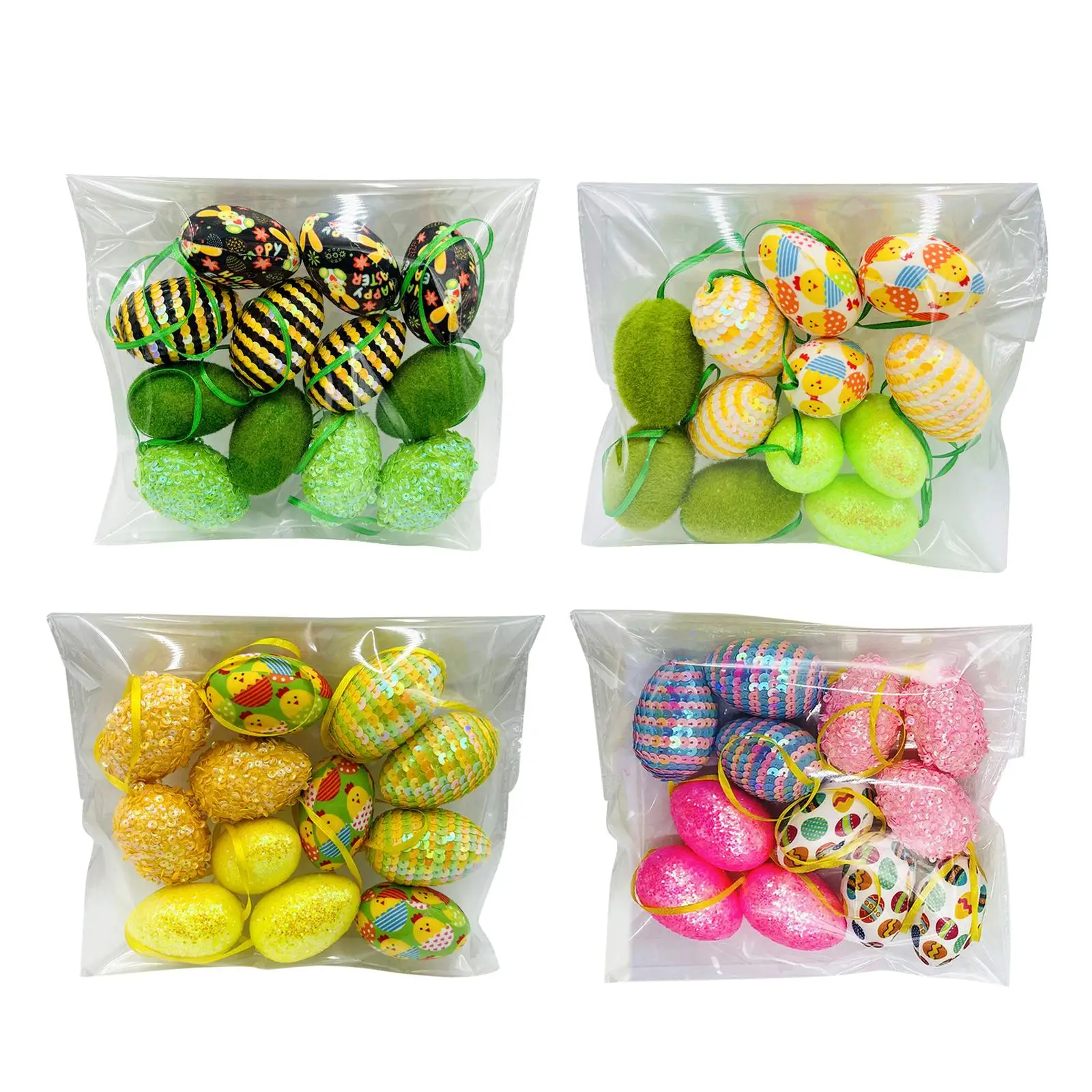 

12x Creative Easter Hanging Egg with Ribbons for Kindergarten Home Party