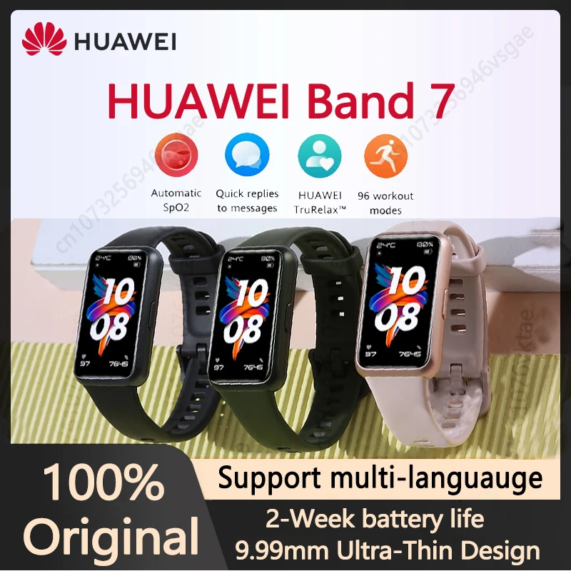 

HUAWEI Band 7 Smart Band All-day Blood Oxygen 1.47'' AMOLED Screen Heart Rate Smartband 2 Weeks Battery Life 5ATM Waterproof
