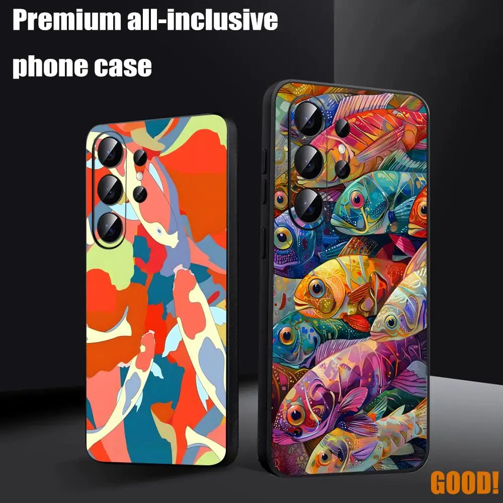 Фото Чехол для телефона Fish Art для Samsung Galaxy S26 S25 S24 S23 S22 S21 S20 Plus Ultra Note20, мягкий, черный №1