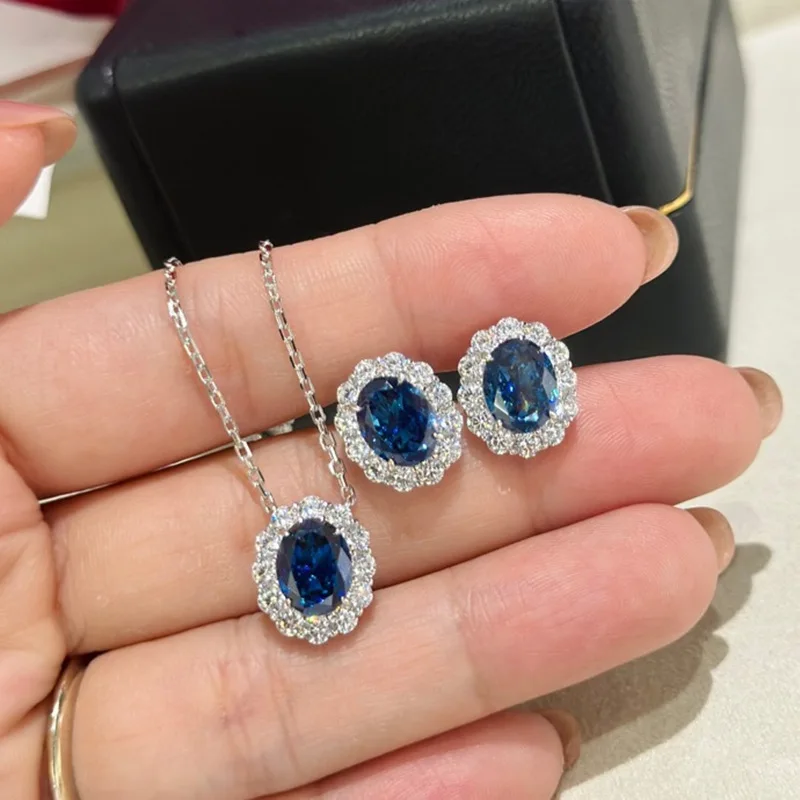 S925Серебряный искусственный бриллиант овальный ручная инкрустация