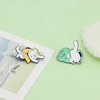 cartoon creative box cat enamel brooch colorful animal metal lapel badge trendy backpack jewelry accessories for children
