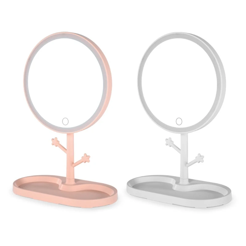 Настольное зеркало для макияжа со светодиодной подсветкой и крючками на