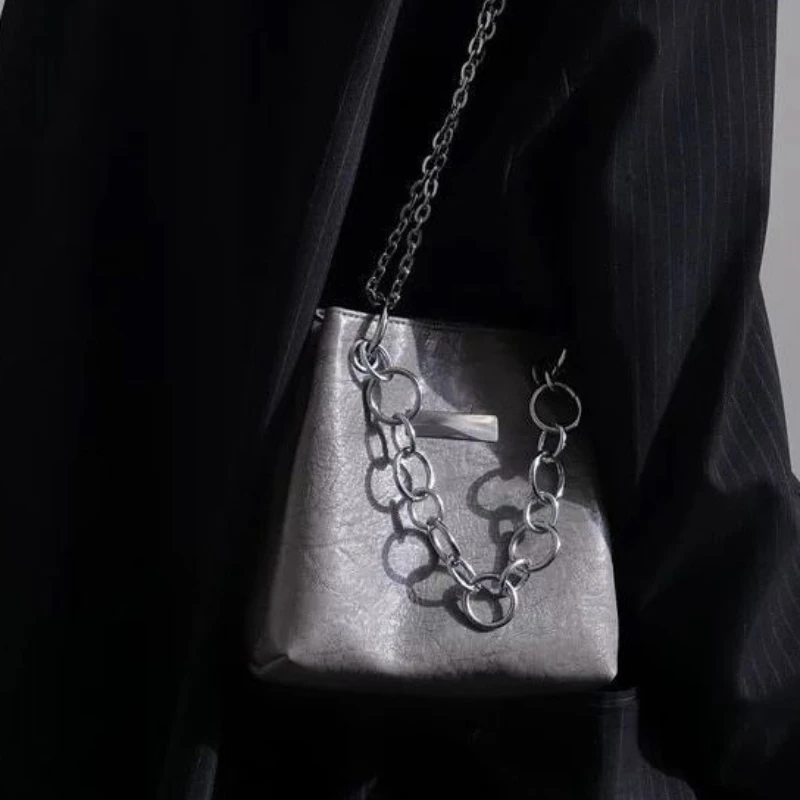 

Xiuya Fashion Crossbody Bags Women Casual Vintage Elegant Spring Handbag Gothic High Street American Style Chain Shoulder Bag