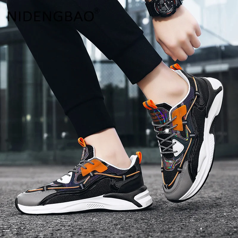2022 Men's Sneakers Mesh Breathable Anti Skid Outdoor Walking Jogging Running Sports Shoes Comfortable Male Casual Chunky Shoes