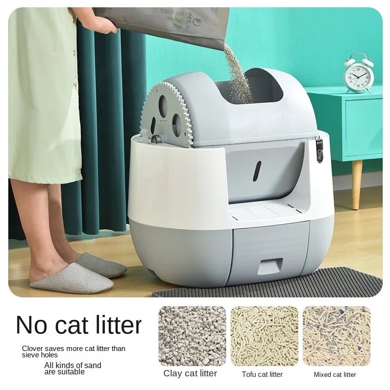 

Автоматический кошачий наполнитель, умный туалет для кошек, полностью закрытый, супер большой кошачий наполнитель, лопатка для защиты от брызг
