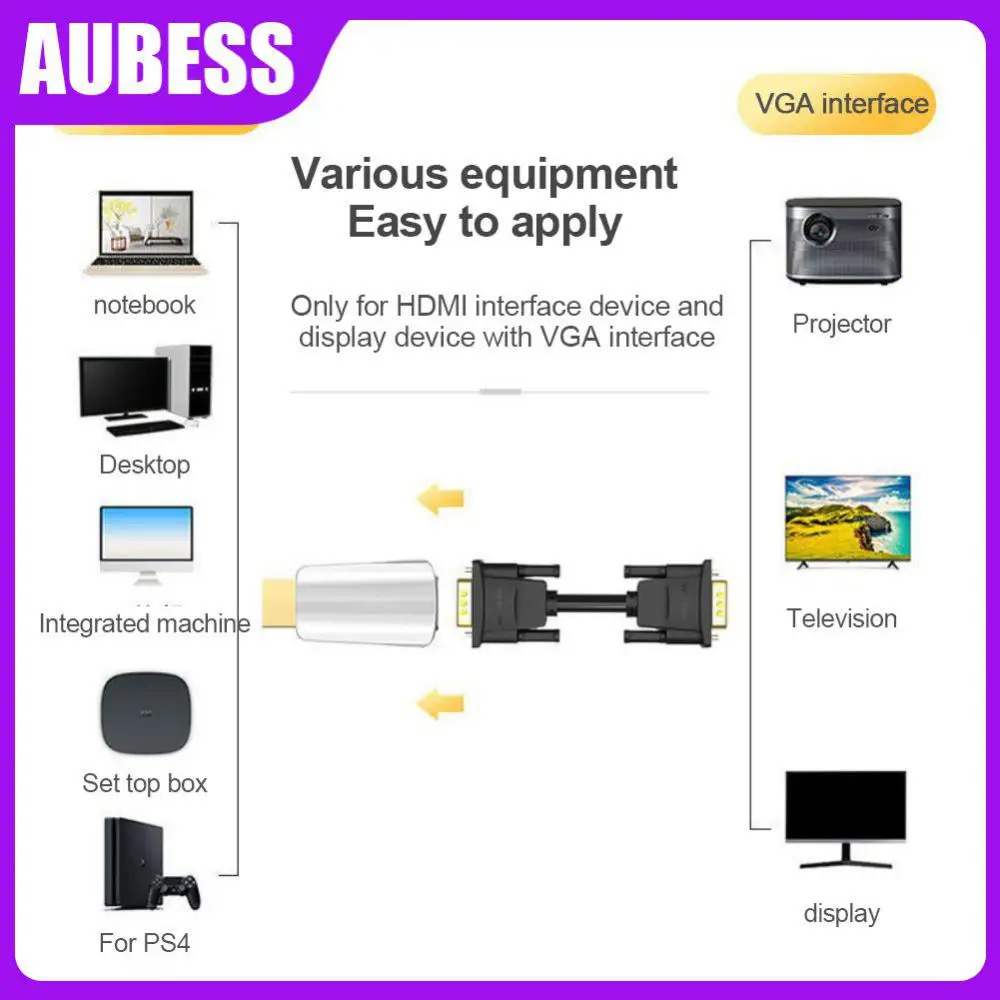 

Small Male To Famale Converter Adapter 3.5 Mm Jack Audio HDMI-compatible To Vga Cable Hd 1080p Digital-to-analog Converter