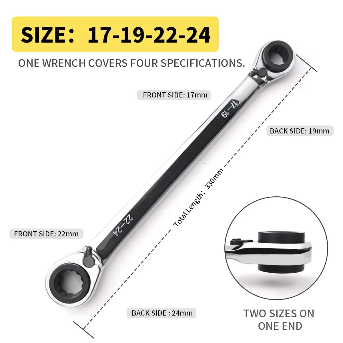 

Сверхмощный ключ с трещоткой 4-в-1, 1 шт., двусторонняя многофункциональная двухсторонняя коробка, сливовый Torx, механический инструмент для ремонта автомобилей