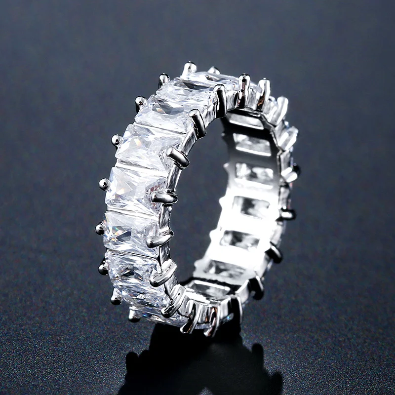 

Luxury White Color Irregular Zircon Rings for Women Eternity Promise CZ Crystal Wedding Ring Engagement Jewelry Anniversary Gift
