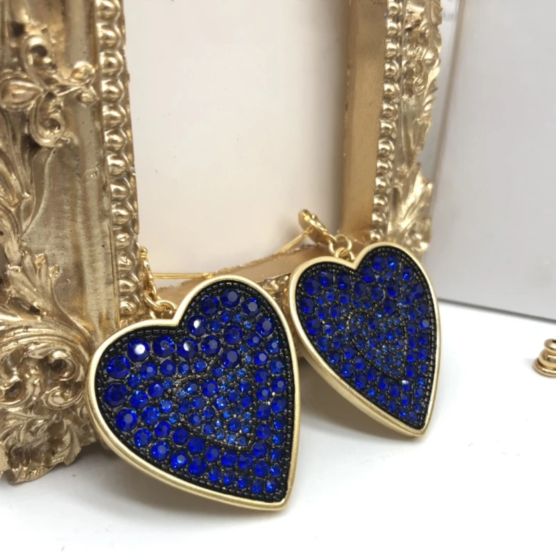 

2022 New Design 1:1 Trendy Blue Stud Earrings For Women Fashion Earring Accessories Wedding Birthday Party Gift