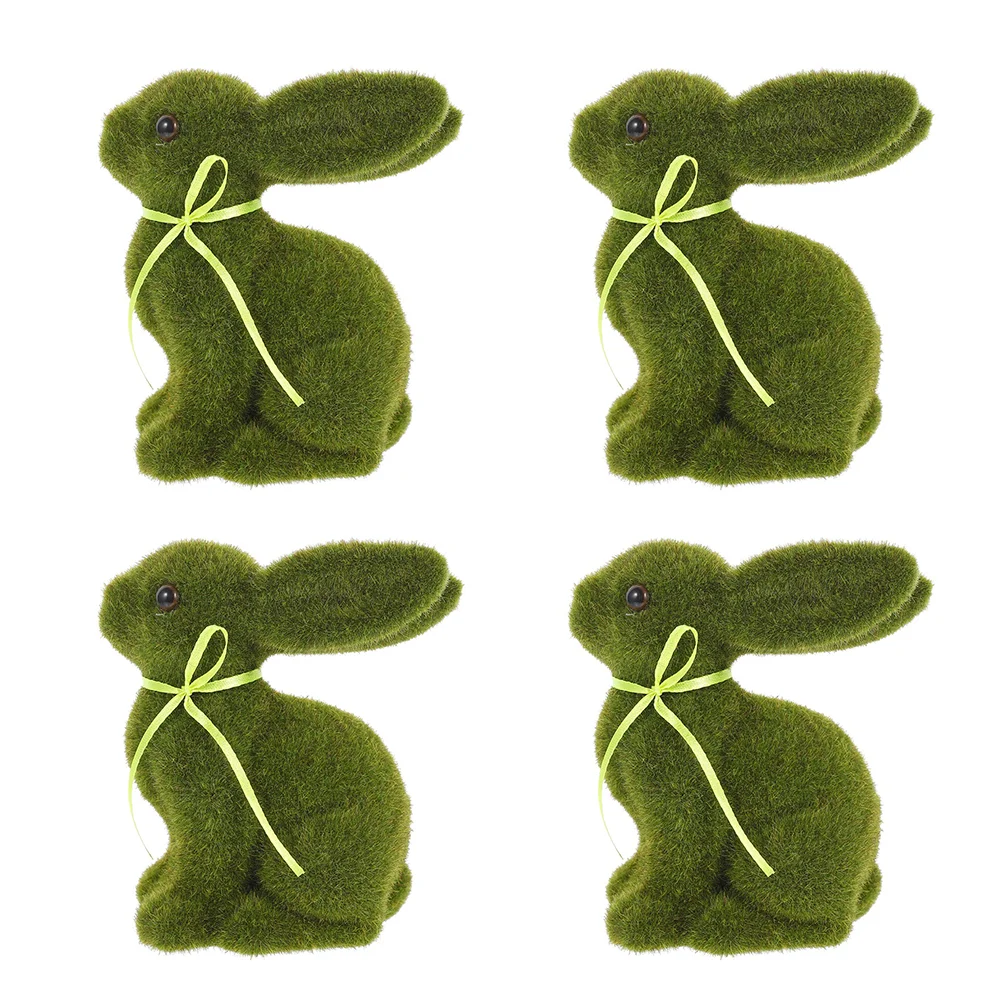 

4 Pcs Faux Moss Bunny Easter Figure Ornaments Easter Garden Decorations Moss Bunny Figurine Bunny Figurine