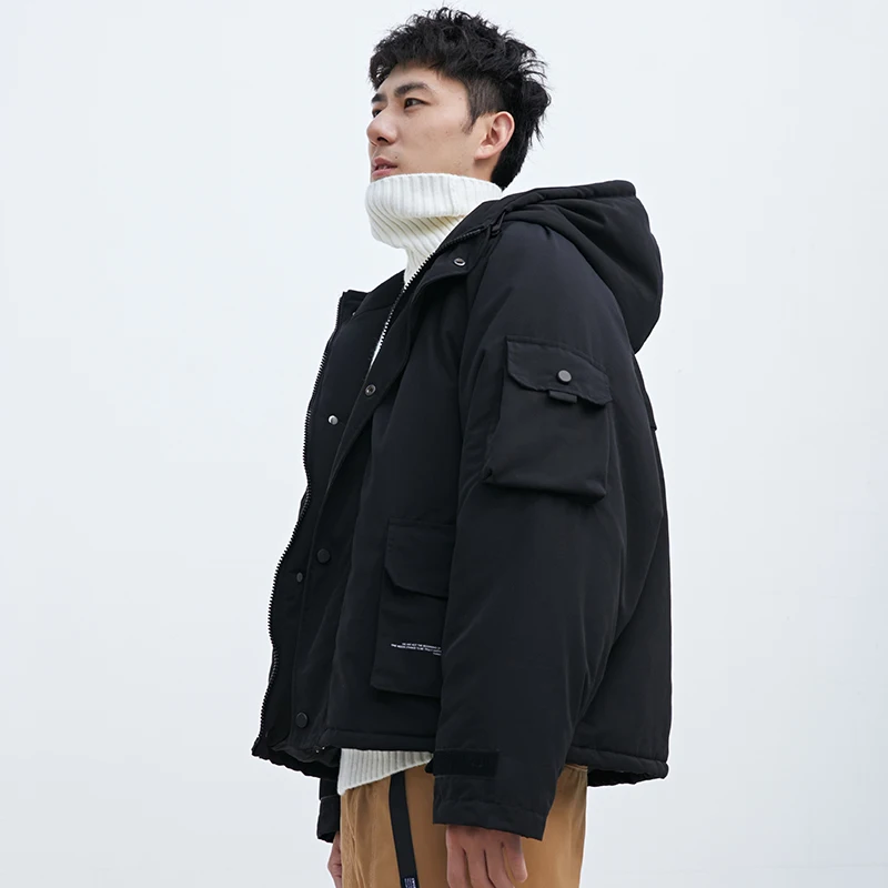 Winter New Japanese Style Large Size Trendy Men's Workwear Loose Hooded Warm Cotton Coat Cotton Jacket Coat Men