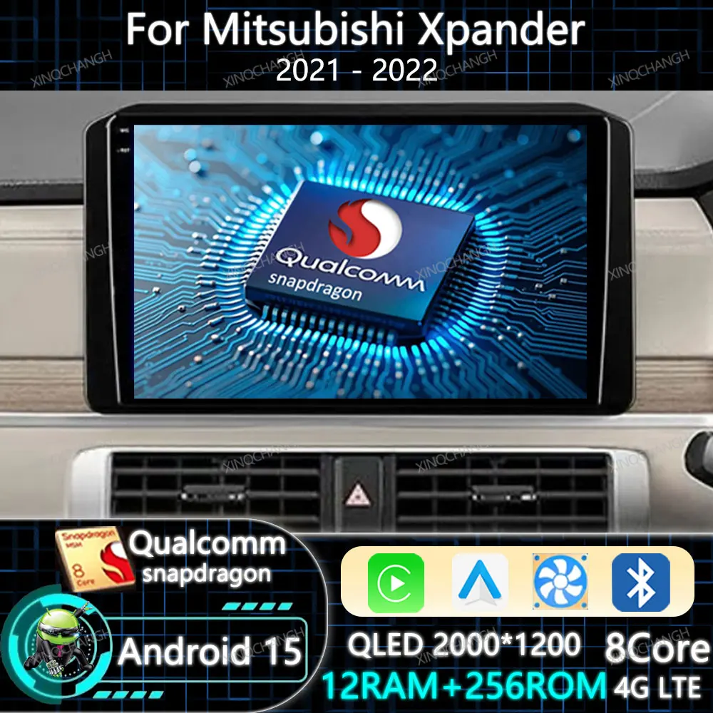 Фото Автомобильный радиоприемник Android 15 для Mitsubishi Xpander 2021-2022 Мультимедийный стерео видеоплеер Carplay Авто головное устройство 4G LTE 5G WIFI BT №1