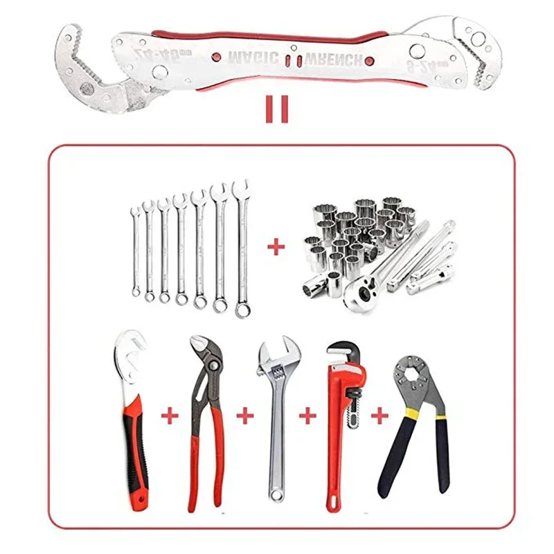 

Регулируемый универсальный гаечный ключ 9-45 мм, ручной инструмент для дома, набор ключей с храповым механизмом, многофункциональный универсальный гаечный ключ