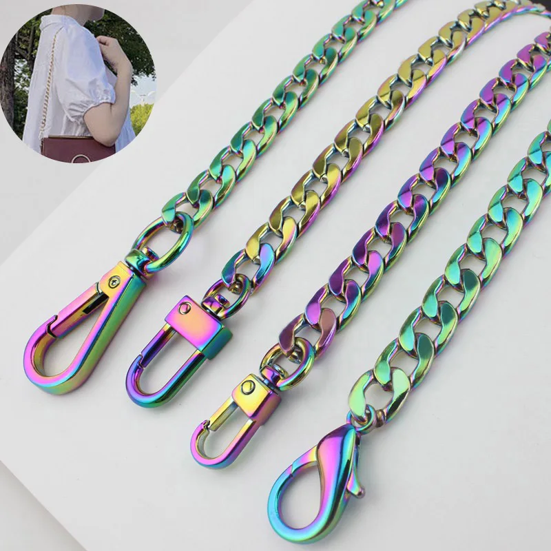 30/45/60/100/110/120/130/140cm Rainbow Chain Bags Purses Strap Accesscmory Quality Plating Cover Flat Chain DIY