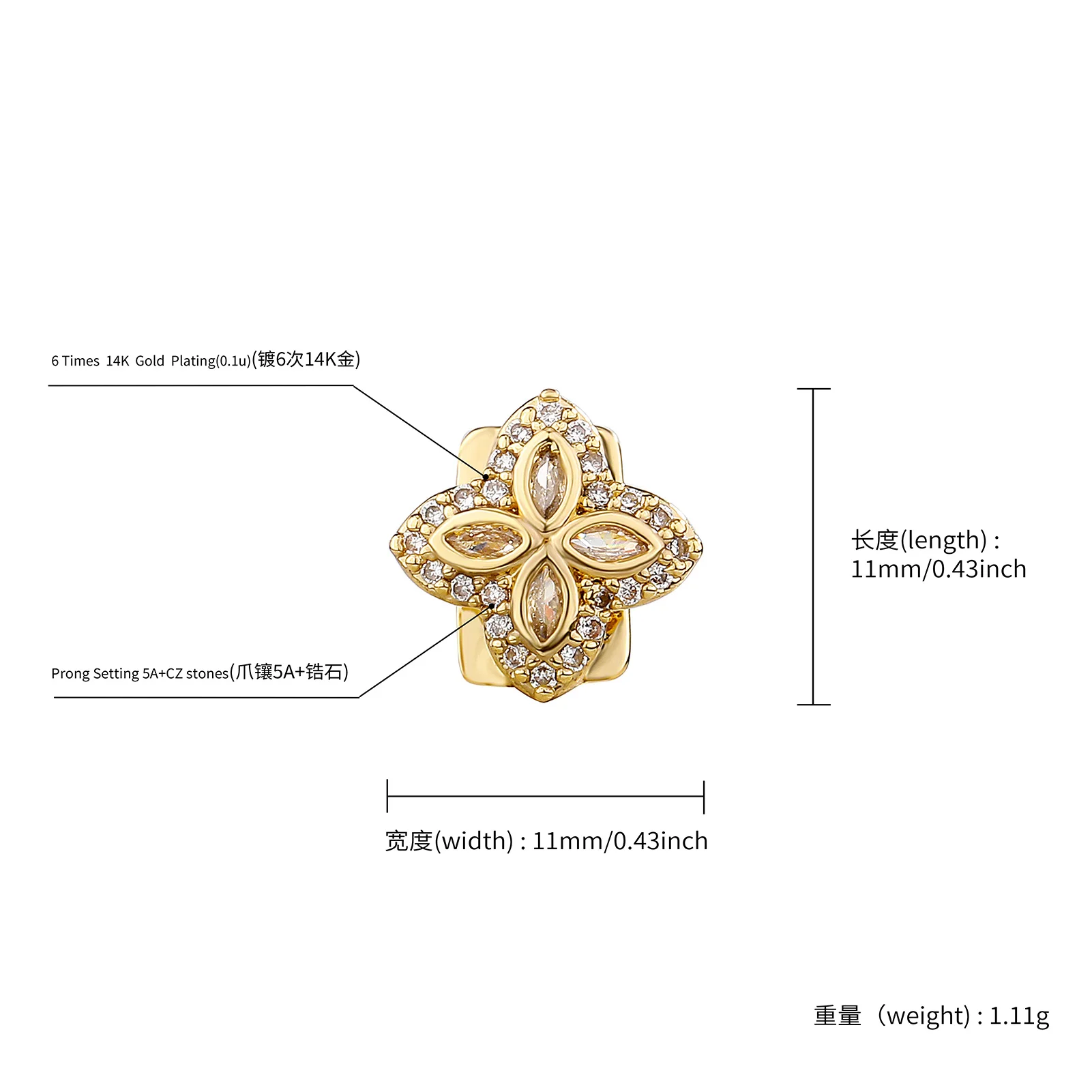 JINAO Высокое качество Iced Out AAA CZ Lucky четырехлистный клевер зеленый дизайн кольцо с