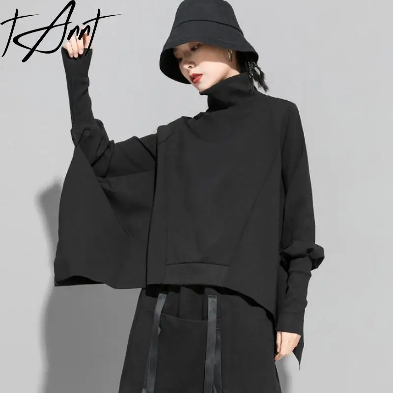 

Женская толстовка с высоким воротником и рукавом «летучая мышь»