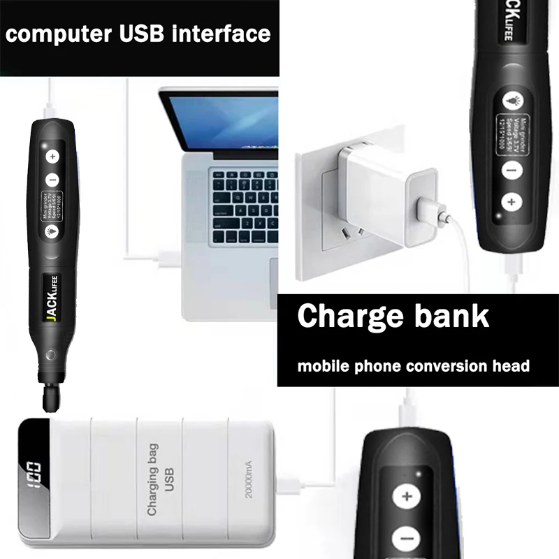 Фото Беспроводной вращающийся USB-инструмент, мини-дрель для работ по дереву и гравировки №3