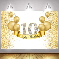 gold 10 photo backdrop girls happy birthday party ten balloon decoration boy photography backgrounds banner