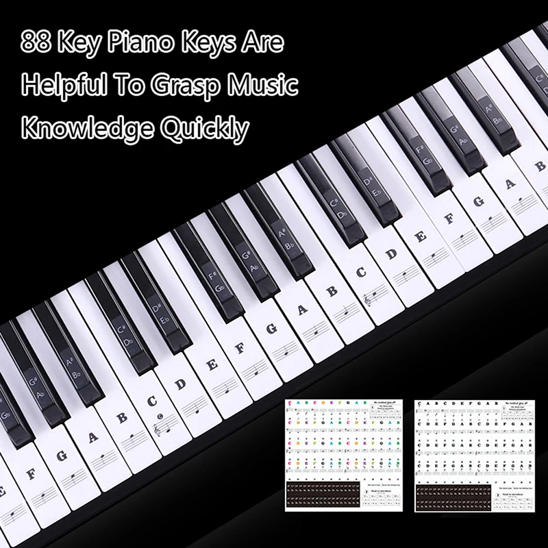 

Practical new Piano Sticker Transparent Piano Keys Electronic Keyboard Key Sticker Piano Stave Note Sticker For Key Music Decal