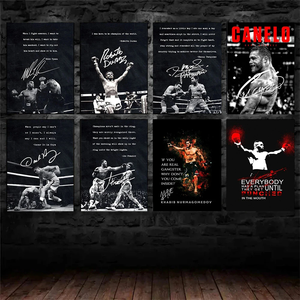 

Sports Boxing Motivational Quote Greatest Boxing Champions Ali Tyson Poster Picture Wall Art Canvas Painting Gym Room Home Decor