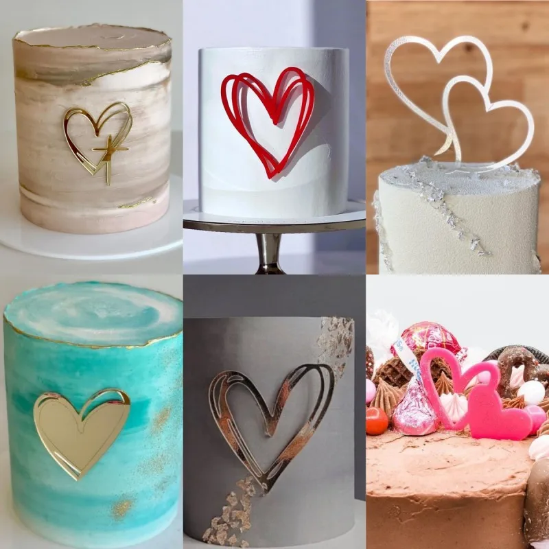 5/10 шт. INS Сердце Торт Топперы акрил для украшения для свадебного торта Золотой любовь топперы день рождения ребенка душ торт боковая распродажа