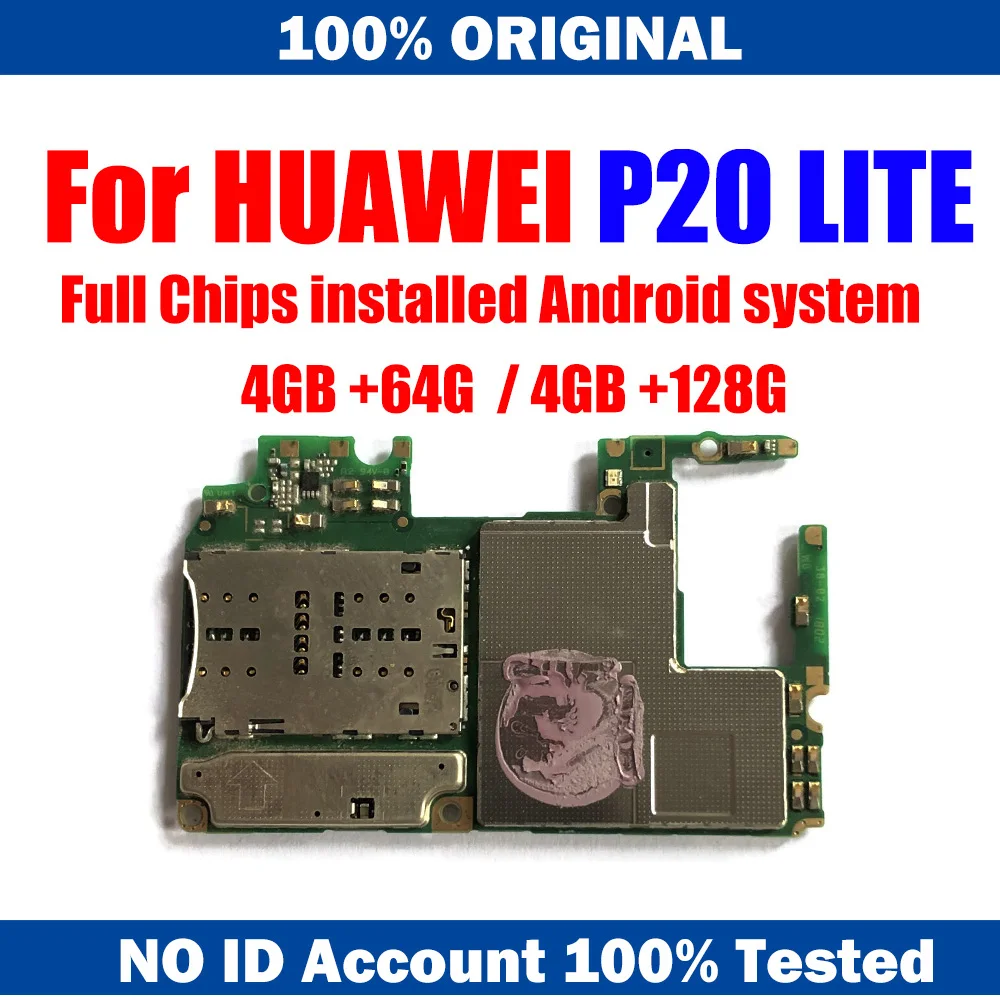 100% оригинальная разблокированная материнская плата для HUAWEI P20 LITE 4 + 64 Гб 128