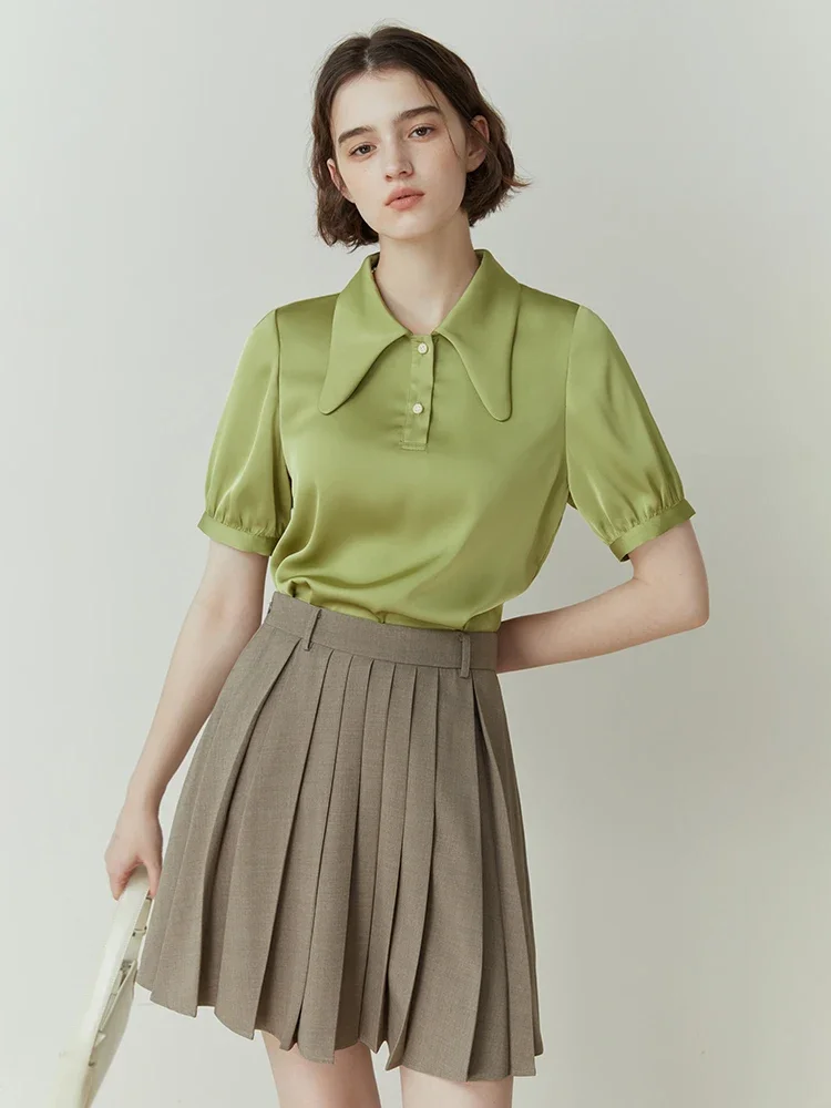 Женская рубашка-поло с острым вырезом и коротким рукавом