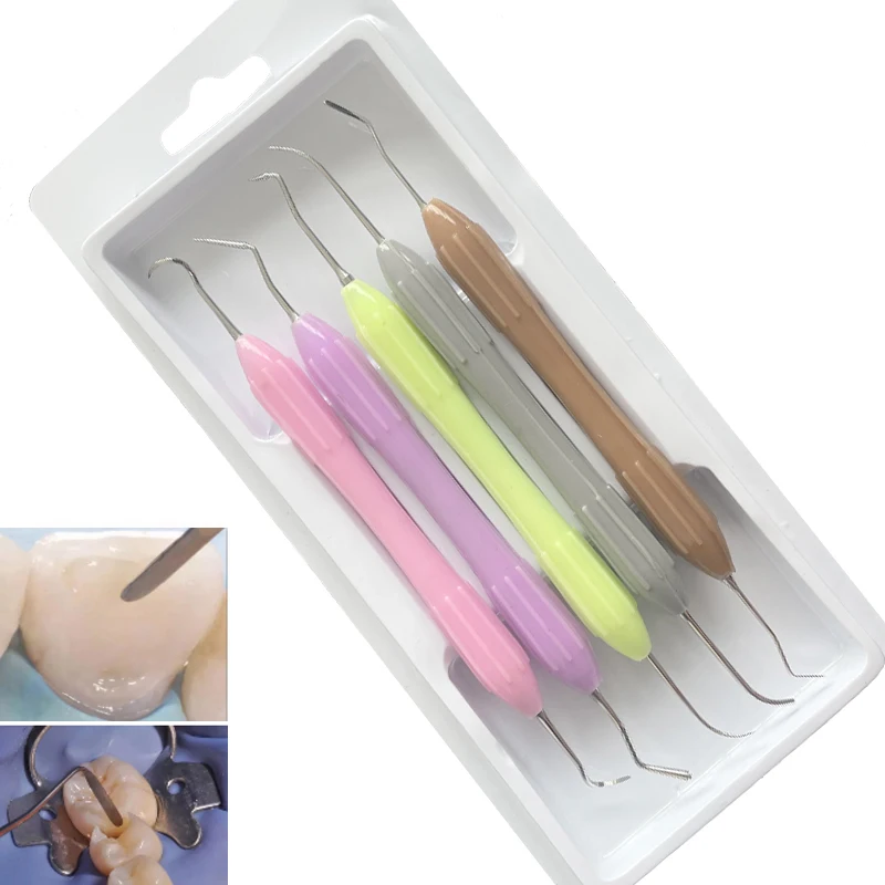 

5Pcs/set Dental Resin Filler Aesthetic Restoration Kit Fit for Lm Resin Knife with Silicone Handle Dentistry Tools