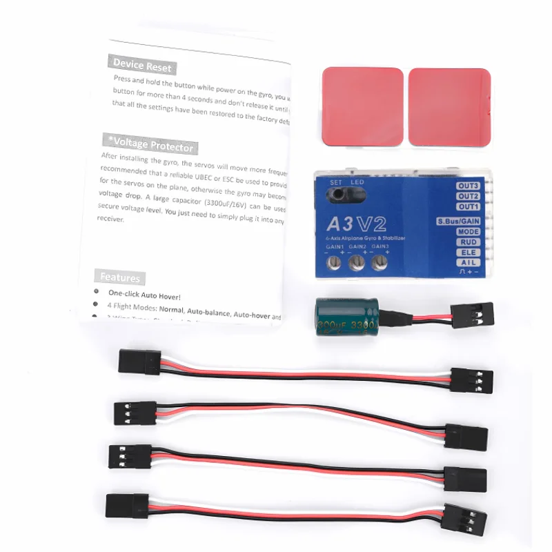 3 Axis Gyroscope A3 V2 Gyro Aircraft Flight Controller Stabilizer for RC Fixed Wing Helicopter