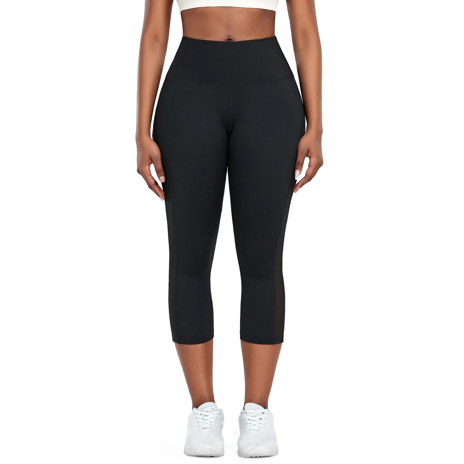 Splicing Capris Leggings Fitness Women's High Waist Push Up Yoga Pants Gym Workout Breathable Jogging Cycling Tights Sportswear