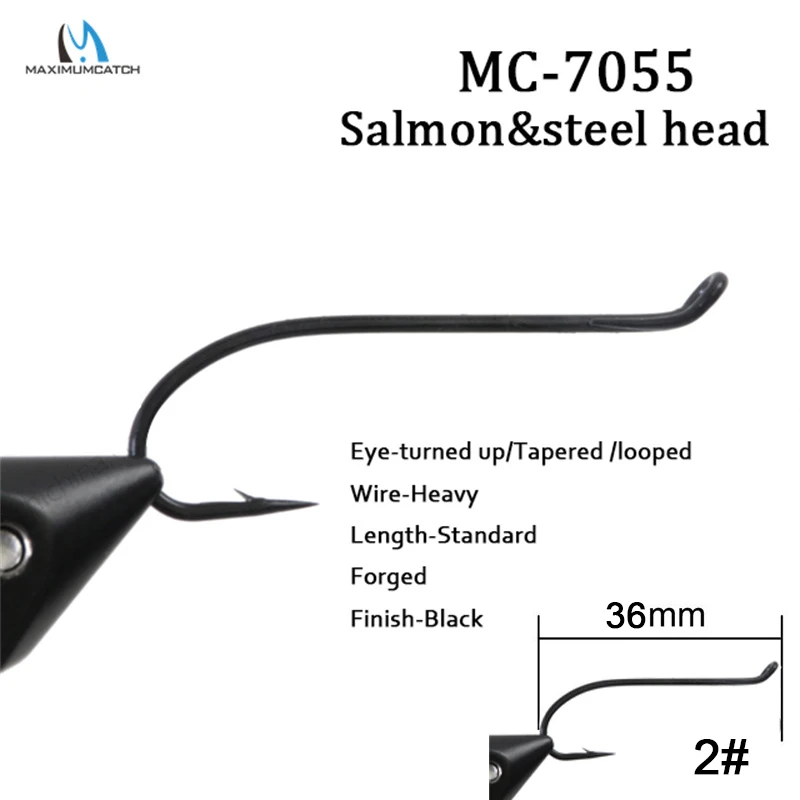 

Maximumcatch 2# Fish-Friendly Barbed Salmon&steel head Fly Hook MC-7055 High Grade Carbon Steel 100Pcs Fly Tying Hook