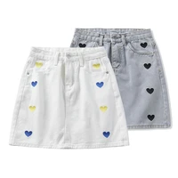korean fashion high waist denim skirt women harajuku preppy style love embroidery y2k mini skirts cute sweet kawaii saia faldas