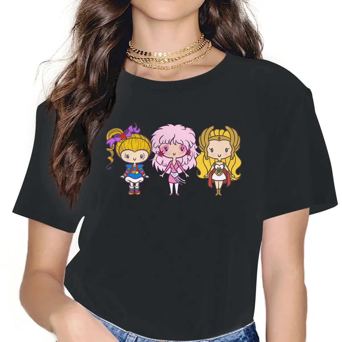 

Women Lil' CutiEs T Shirt Rainbow Brite Anime Animation 100% Cotton Tops Humor Short Sleeve Round Collar Tee Shirt
