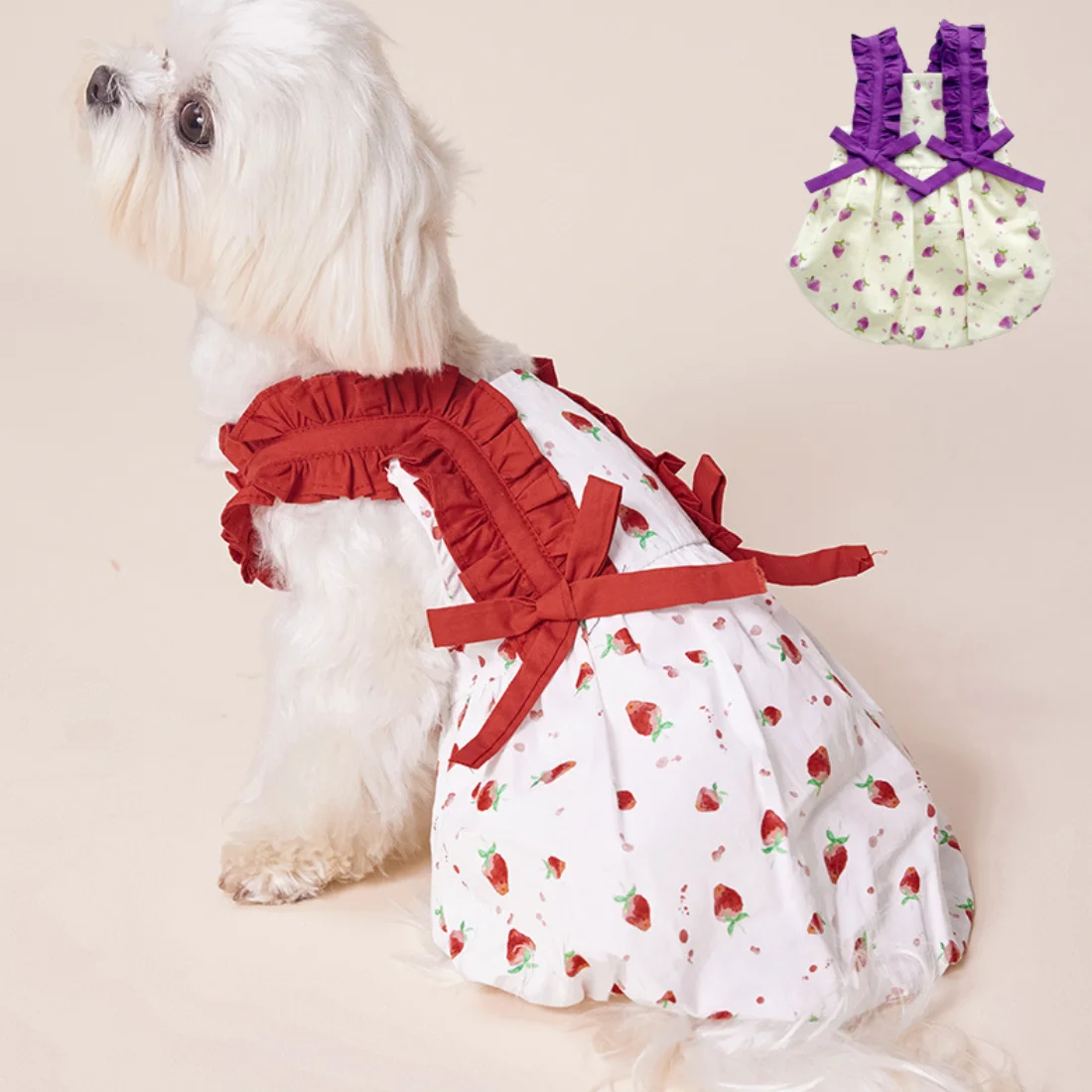 

Princess Style Dog Dresses Pet Floral Skirt Cotton Suspender Pet Clothing