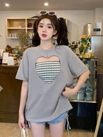 qweek hollow out design t shirt women y2k casual streetwear tees shot sleeve tops 2022 summer korean fashion kpop