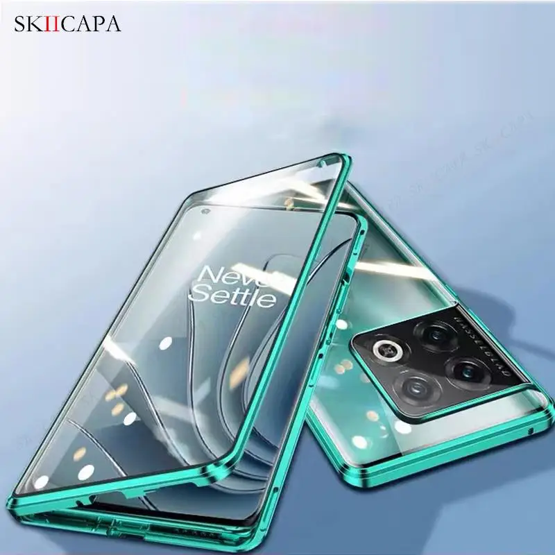 for oneplus 10 pro magnetic adsorption tempered glass phone case for one plus 10 pro 5g 360 double sided transparent flip cover free global shipping