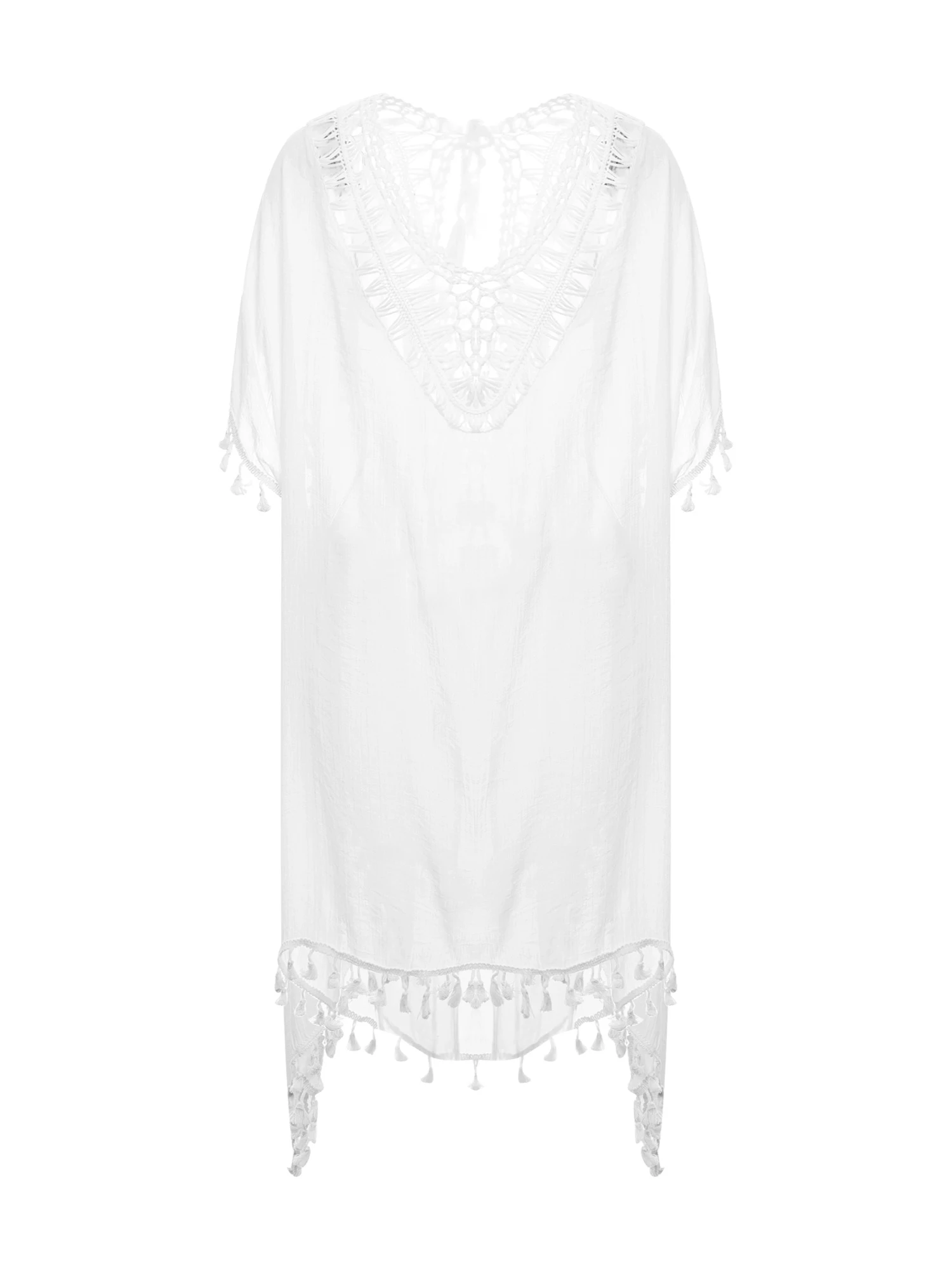 

Женское прозрачное кружевное пляжное платье-накидка с бахромой для купальников, бикини, купальный костюм, пляжная одежда