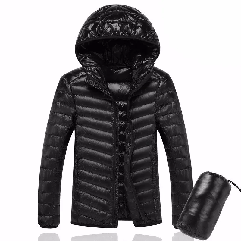 

Men Hooded UltraLight White Duck Down Jacket Warm Jacket Line Portable Package Men Pack Jacket