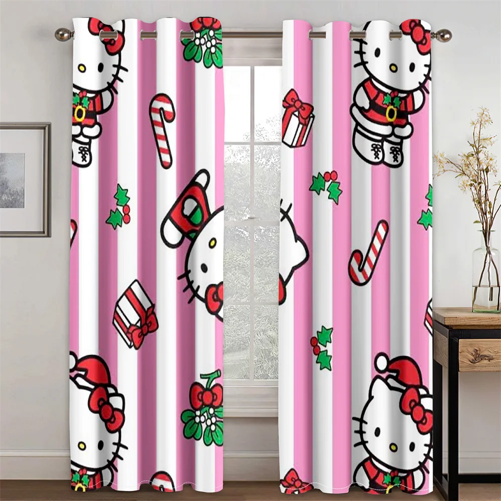 

Cartoon Christmas Pink Hello Cat Boy Girl Window Curtains Blinds For Living Room Kids Bedroom Bathroom Kicthen Door Home Decor