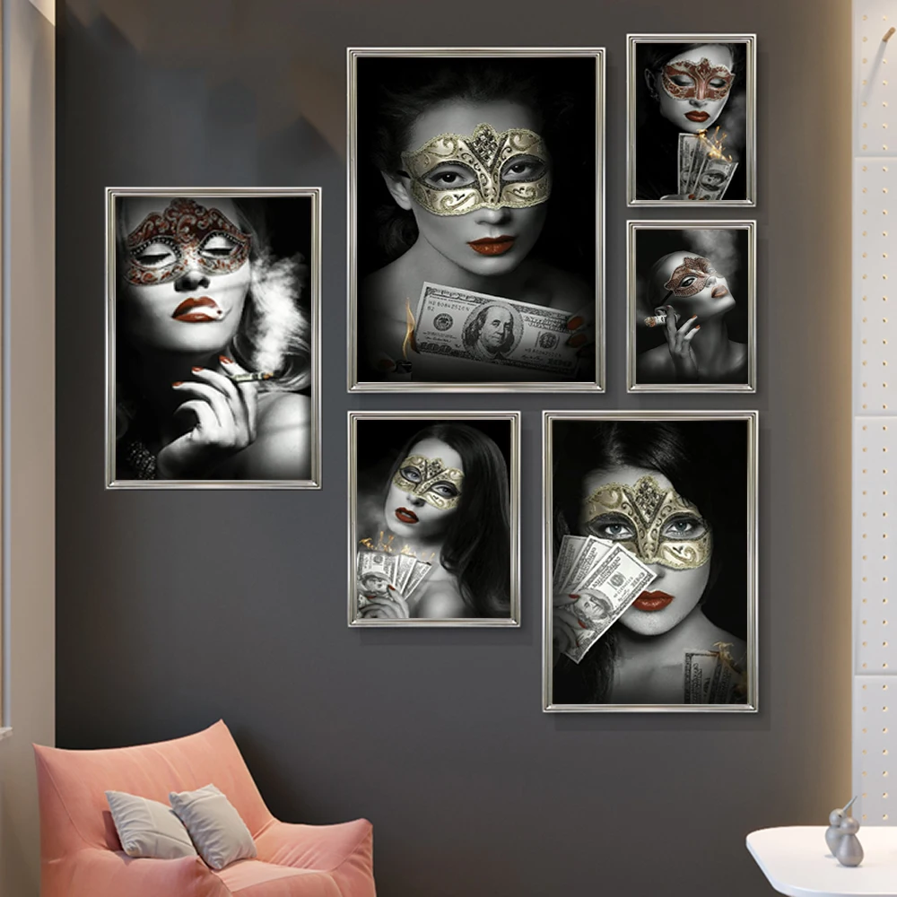 Настенный плакат картина для гостиной таинственная женщина в маске домашний