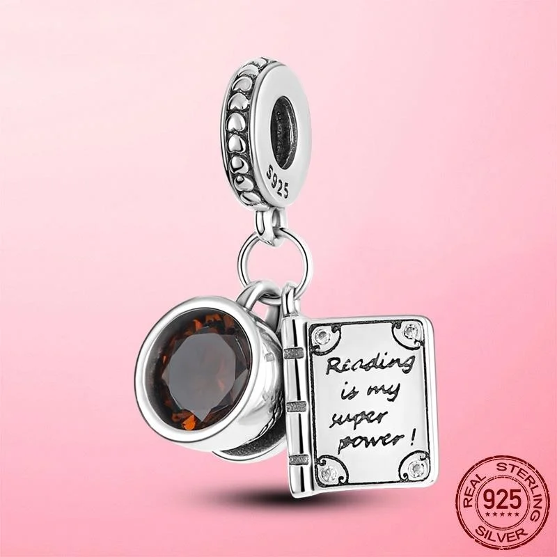 Серебряная подвеска 925 пробы используется для кофейных чашек книг чтения
